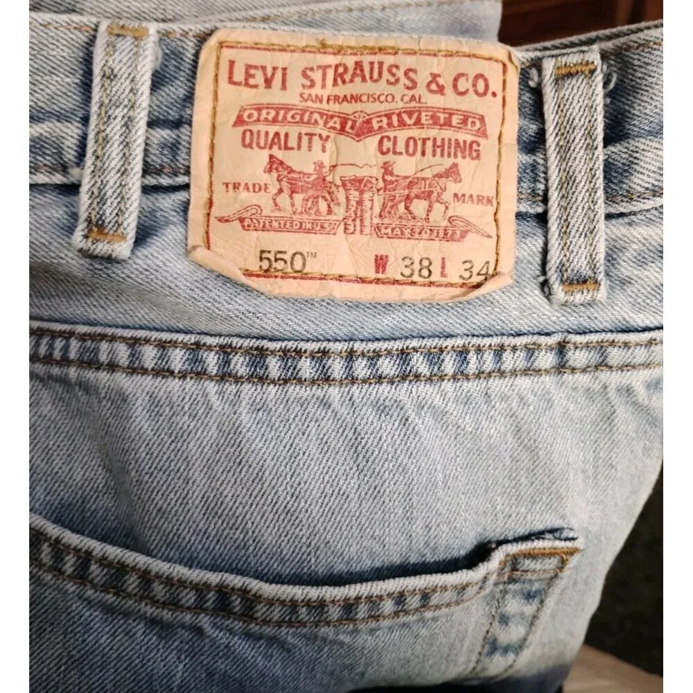 Levis 550 Jeans Mens 38x34 Blue Relaxed Fit Tapered Leg Denim